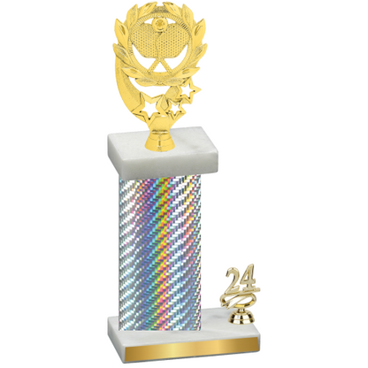 Accented Single Silver Carbon Fiber Year Pickleball Trophy