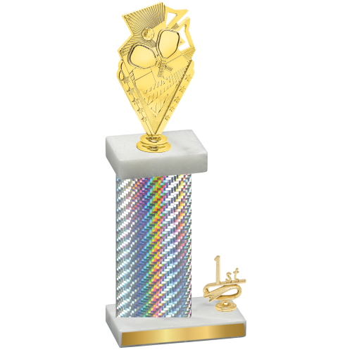 Accented Single Silver Carbon Fiber First Place Pickleball Trophy