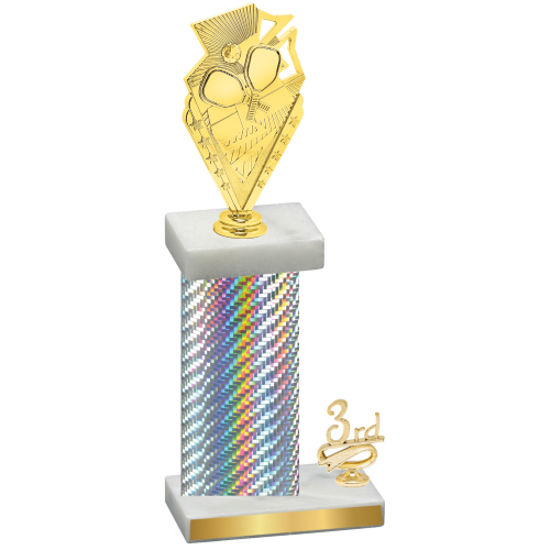 Accented Single Silver Carbon Fiber Third Place Pickleball Trophy