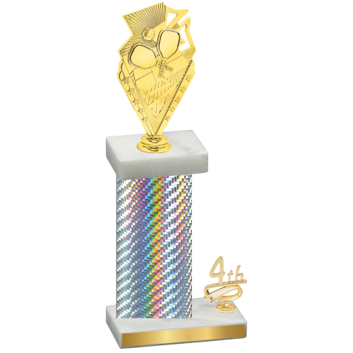 Accented Single Silver Carbon Fiber Fourth Place Pickleball Trophy