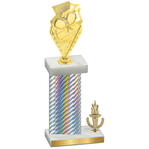 Accented Single Silver Carbon Fiber Victory Pickleball Trophy