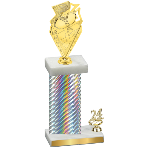 Accented Single Silver Carbon Fiber Year Pickleball Trophy