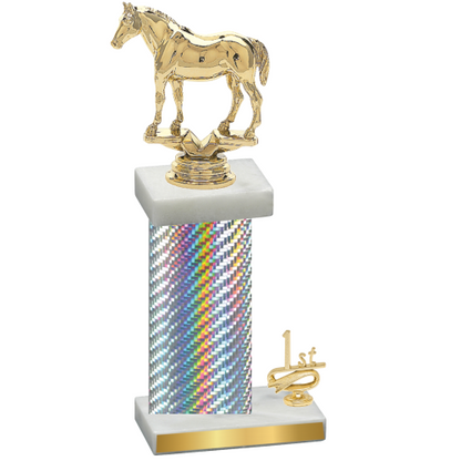 Accented Single Silver Carbon Fiber First Place Horses Trophy