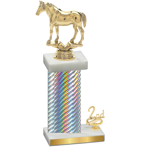 Accented Single Silver Carbon Fiber Second Place Horses Trophy