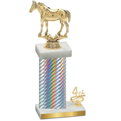 Accented Single Silver Carbon Fiber Fourth Place Horses Trophy