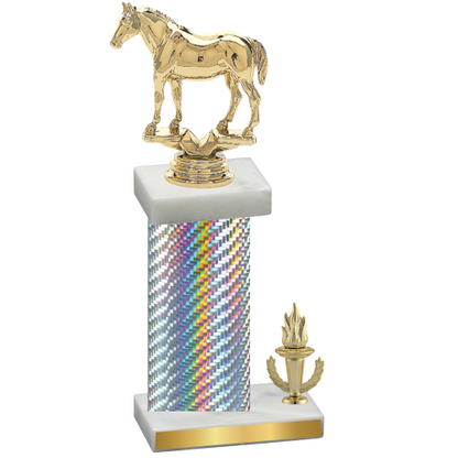 Accented Single Silver Carbon Fiber Victory Horses Trophy