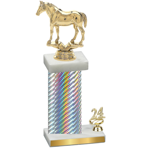 Accented Single Silver Carbon Fiber Year Horses Trophy