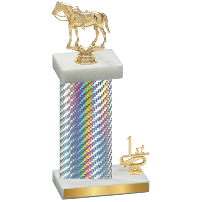 Accented Single Silver Carbon Fiber First Place Horses Trophy