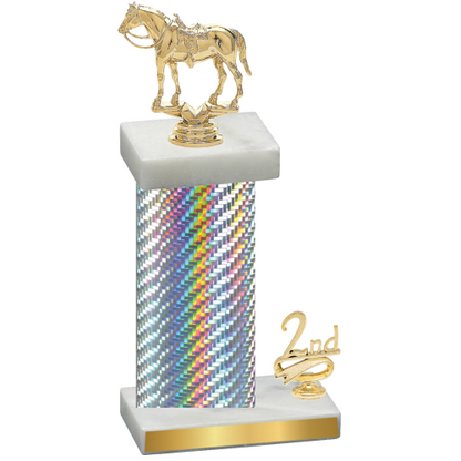 Accented Single Silver Carbon Fiber Second Place Horses Trophy