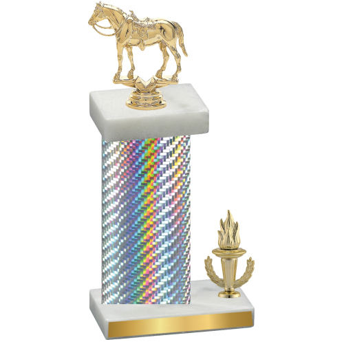 Accented Single Silver Carbon Fiber Victory Horses Trophy