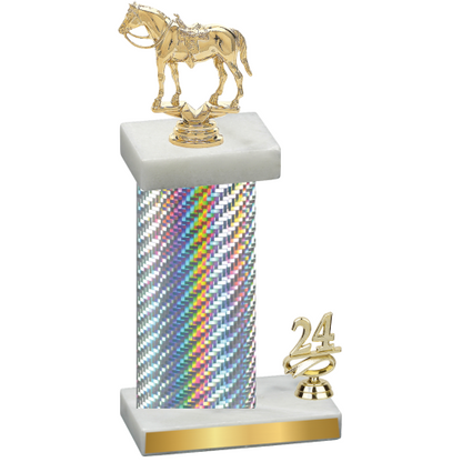 Accented Single Silver Carbon Fiber Year Horses Trophy