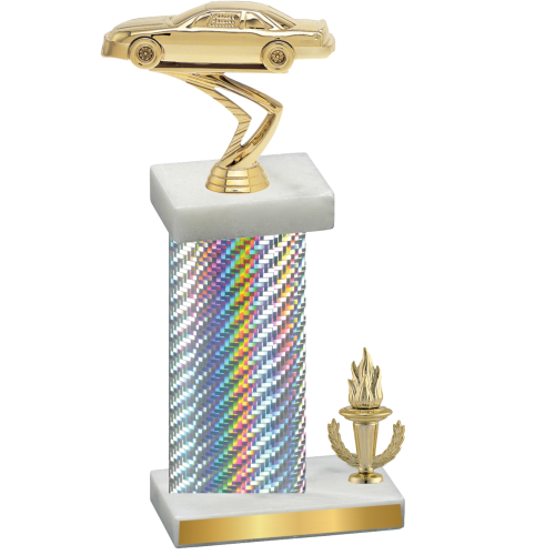 Accented Single Silver Carbon Fiber Victory Cars Trophy