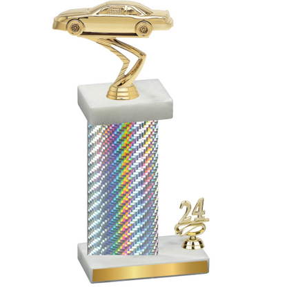 Accented Single Silver Carbon Fiber Year Cars Trophy