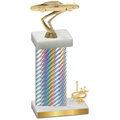 Accented Single Silver Carbon Fiber First Place Cars Trophy
