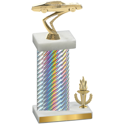 Accented Single Silver Carbon Fiber Victory Cars Trophy