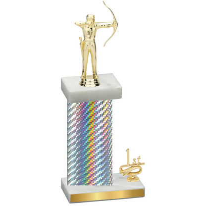 Accented Single Silver Carbon Fiber First Place Archery Trophy