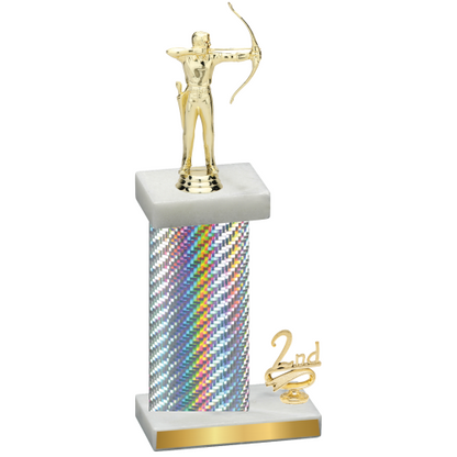 Accented Single Silver Carbon Fiber Second Place Archery Trophy