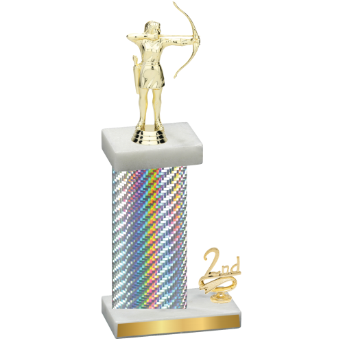 Accented Single Silver Carbon Fiber Second Place Archery Trophy