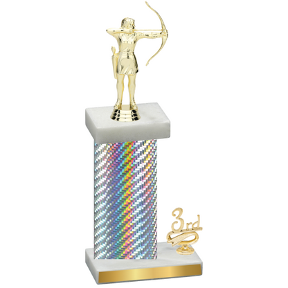 Accented Single Silver Carbon Fiber Third Place Archery Trophy