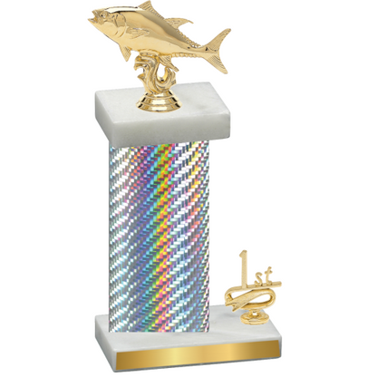 Accented Single Silver Carbon Fiber First Place Fishing Trophy