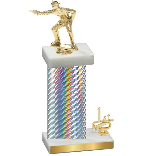 Accented Single Silver Carbon Fiber First Place Shooter Trophy