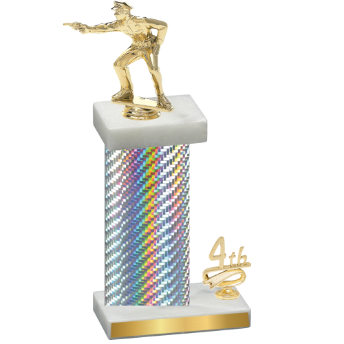 Accented Single Silver Carbon Fiber Fourth Place Shooter Trophy