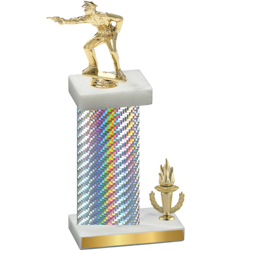 Accented Single Silver Carbon Fiber Victory Shooter Trophy