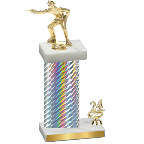 Accented Single Silver Carbon Fiber Year Shooter Trophy