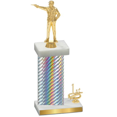 Accented Single Silver Carbon Fiber First Place Shooter Trophy