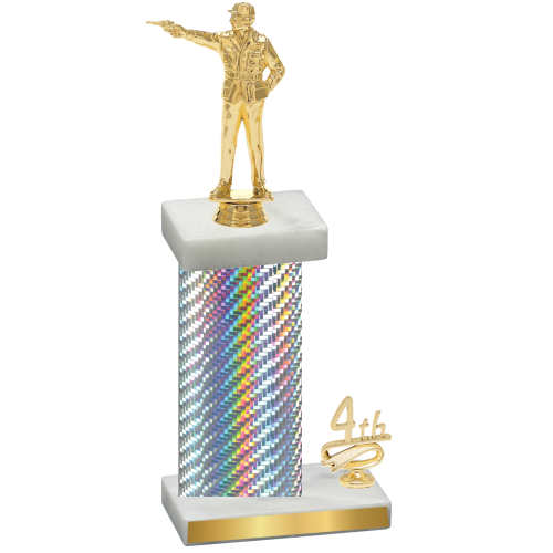 Accented Single Silver Carbon Fiber Fourth Place Shooter Trophy