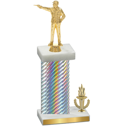 Accented Single Silver Carbon Fiber Victory Shooter Trophy