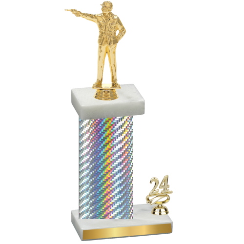 Accented Single Silver Carbon Fiber Year Shooter Trophy