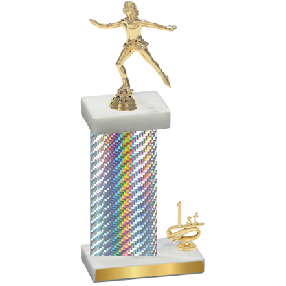 Accented Single Silver Carbon Fiber First Place Skater Trophy