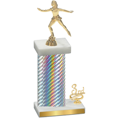 Accented Single Silver Carbon Fiber Third Place Skater Trophy