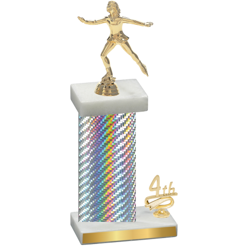 Accented Single Silver Carbon Fiber Fourth Place Skater Trophy