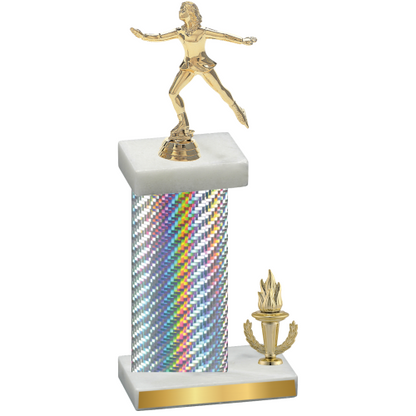 Accented Single Silver Carbon Fiber Victory Skater Trophy