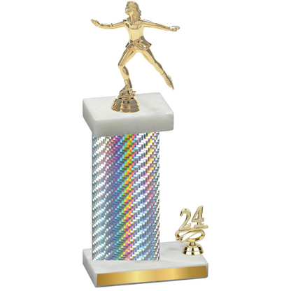 Accented Single Silver Carbon Fiber Year Skater Trophy