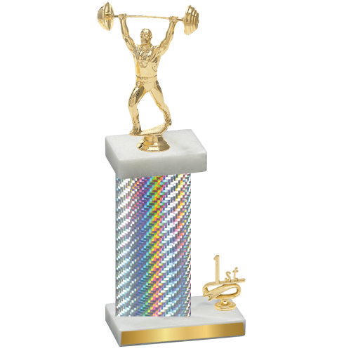 Accented Single Silver Carbon Fiber First Place Weights Trophy