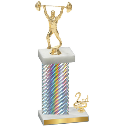 Accented Single Silver Carbon Fiber Second Place Weights Trophy