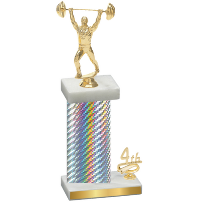 Accented Single Silver Carbon Fiber Fourth Place Weights Trophy