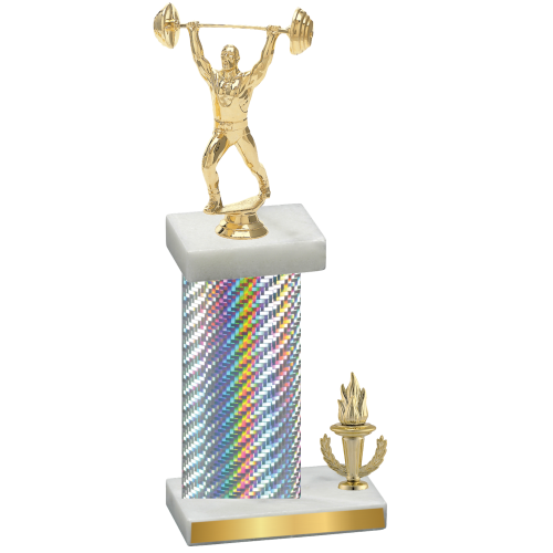 Accented Single Silver Carbon Fiber Victory Weights Trophy