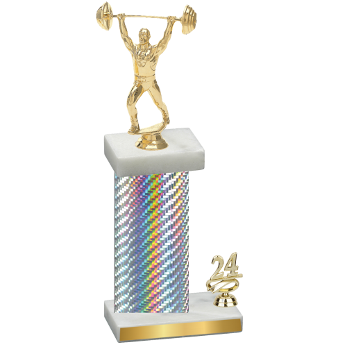 Accented Single Silver Carbon Fiber Year Weights Trophy