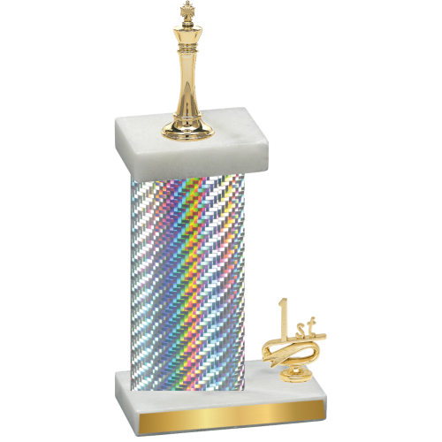 Accented Single Silver Carbon Fiber First Place Chess Trophy