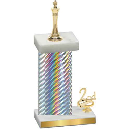 Accented Single Silver Carbon Fiber Second Place Chess Trophy