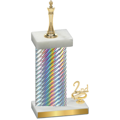 Accented Single Silver Carbon Fiber Second Place Chess Trophy