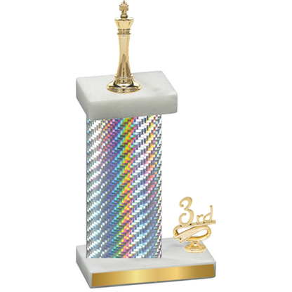 Accented Single Silver Carbon Fiber Third Place Chess Trophy