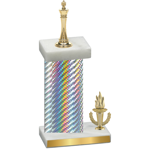 Accented Single Silver Carbon Fiber Victory Chess Trophy