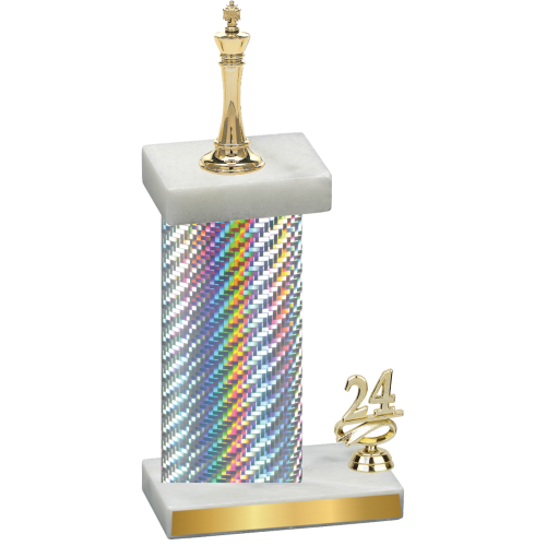 Accented Single Silver Carbon Fiber Year Chess Trophy