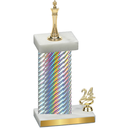 Accented Single Silver Carbon Fiber Year Chess Trophy