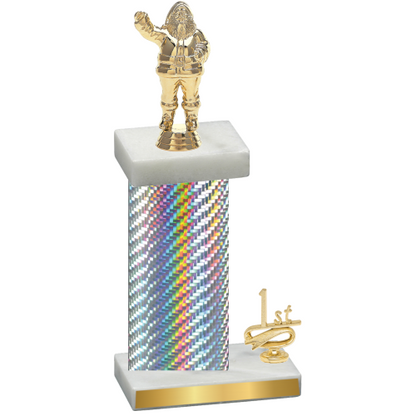 Accented Single Silver Carbon Fiber First Place Holiday Trophy